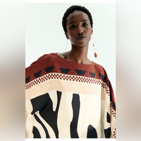 H&M Limited Edition Printed Kaftan Dress (Rust red/Patterned) Sz XXL NWT - Picture 4 of 13